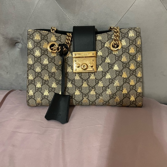 Gucci bees 🐝 padlock small GG shoulder bag tote - Picture 3 of 14